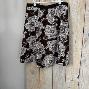 Talbots Brown and White Patterned A-Line Skirt